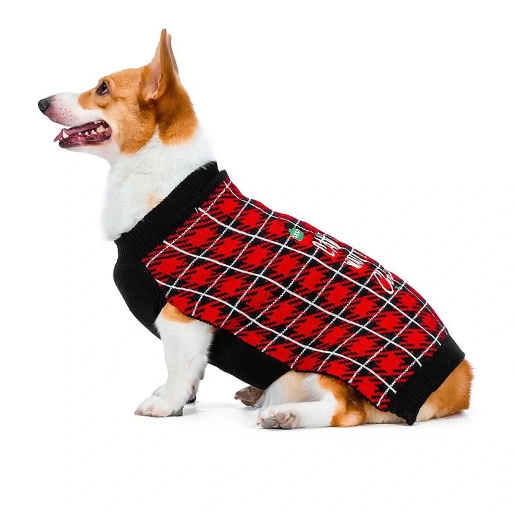 3/$15 NWT Disney Mickey Mouse Holiday Dog Sweater - Red Plaid Size Medium